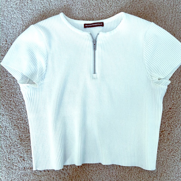 Brandy Melville Tops - super cute brandy zip up tee 🤍